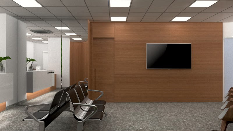 Recepção e sala de espera de clínica projetada pela BR Projetos
